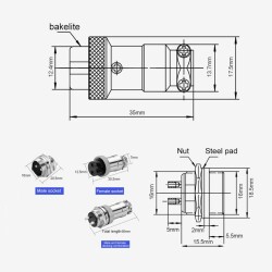 Mike Connector 10-Pin 16mm - Female - 2