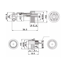 Mike Connector 2-Pin 12mm - Male - 2