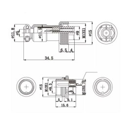 Mike Connector 4-Pin 12mm - Male - 2