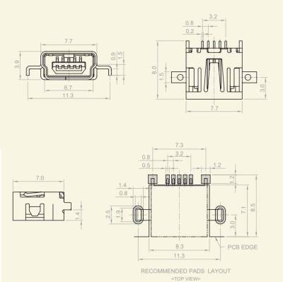 Mini Usb B SMD Chassis - 3