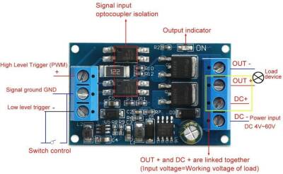 Mosfet PWM Anahtarlama Tetikleme Modülü 600W 4-60V - 3