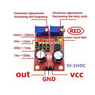 NE555 Adjustable Square Wave Signal Generator 1Hz - 200kHz - 3