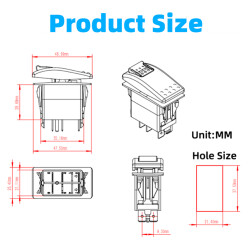 ON-OFF Anahtar Kırmızı 5-Pin 12V-24V - Emniyet Kilitli - 3