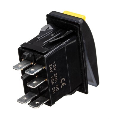 ON-OFF Turuncu Işıklı Anahtar Sarı 5-Pin 12V-24V - Emniyet Kilitli - 3