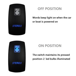 ON-OFF Red Light Switch 5-Pin 12V-24V - Stereo - 2