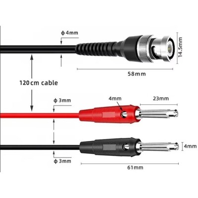 P1008A BNC Q9 - 4mm Banana Dönüştürücü Osiloskop Kablosu - 120cm - 2