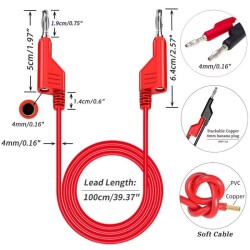 P1036 Multimeter Test Lead Cable Kit - Red/Black - 3