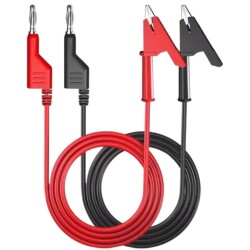 P1037 Multimeter Test Lead Crocodile Cable Kit - Red/Black - 1