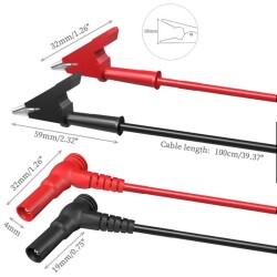 P1047 Multimeter Test Lead Crocodile Cable Kit - Red/Black - 2