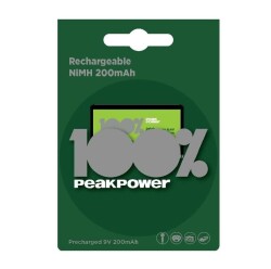 PeakPower 200mAh 9V Rechargeable Battery - 1