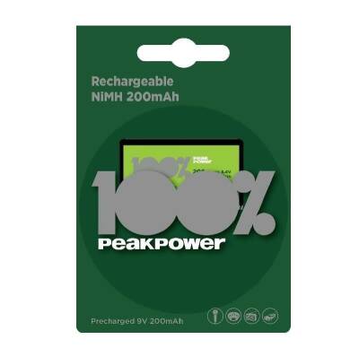 PeakPower 200mAh 9V Şarj Edilebilir Pil - 1