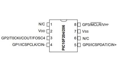 PIC10F206-I/P DIP-8 4MHz Microcontroller - 2