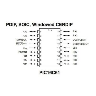 PIC16C61-04/P DIP-18 4MHz Microcontroller - 2