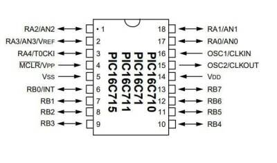 PIC16C711-04/P DIP-18 4MHz Microcontroller - 2