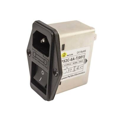 PX2C-6A EMI Filter 6A Switched Male Power Socket - With Fuse Holder - 1