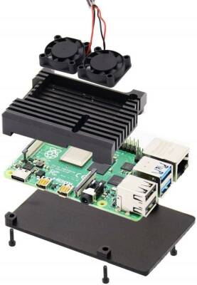 Raspberry Pi 4 Aluminum Cooler Case - Dual Fans - 3