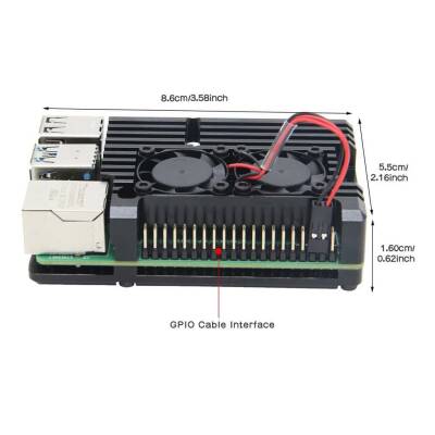 Raspberry Pi 4 Aluminum Cooler Case - Dual Fans - 5