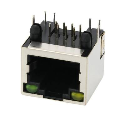 RJ45 8P8C Işıklı Dişi Ethernet Konnektörü - PCB Tipi - 1