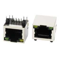 RJ45 8P8C Lighted Female Ethernet Connector - PCB Type - 2