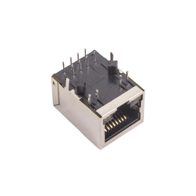 RJ45 Işıklı Dişi Ethernet Konnektörü - PCB Tipi 16x21x13mm - 2