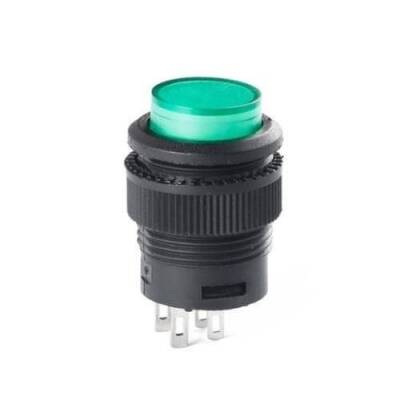 RL16-503A 16MM Self-locking Led Plastic Button Green - 1