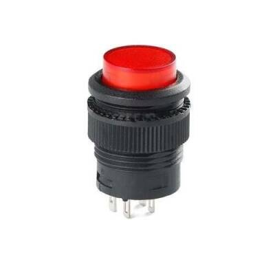 RL16-503A 16MM Self-locking Led Plastic Button Red - 1