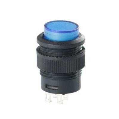 RL16-503B 16MM Plastic Momentary Push Button Blue - 1