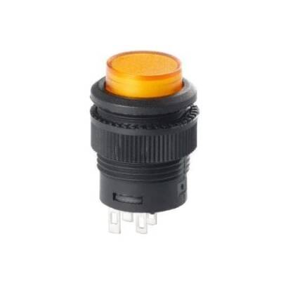 RL16-503B 16MM Plastic Momentary Push Button Yellow - 1