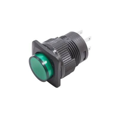 RL16-504A 16MM Self-locking Led Plastic Button Green - 1