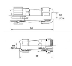 SD16 2 Pin 16mm Su Geçirmez Konnektör Takımı - 2