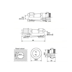 SD20 4 Pin 20mm Su Geçirmez Konnektör Takımı - 2