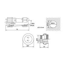 SD28 2 Pin 28mm Su Geçirmez Konnektör Takımı - Panel Tipi - 2