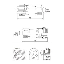 SD28 4 Pin 28mm Waterproof Connector Kit - 2