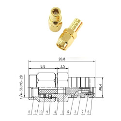 SMA Erkek - SMB-JK Dişi Coaxial Konnektör - 2