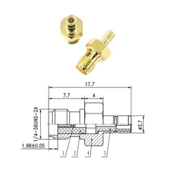 SMA Female - SMB-KJ Male Coaxial Connector - 2