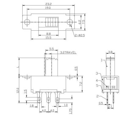 SS22F38G7 2P2T Slide Switch - 3