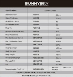 SunnySky X3520 520KV Brushless Drone Motor - 4