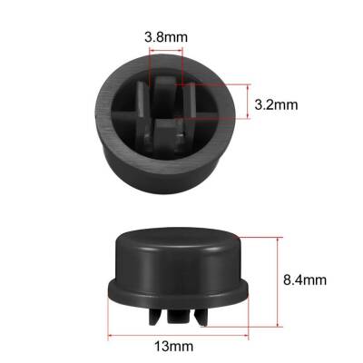 Tact Switch Cover Round Black - Compatible with 12x12x7.3mm - 2