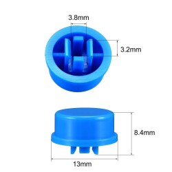 Tact Switch Cover Round Blue - Compatible with 12x12x7.3mm - 2