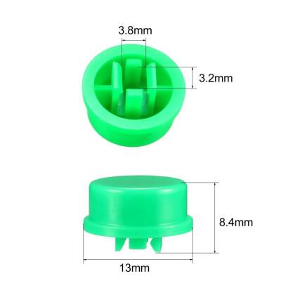 Tact Switch Cover Round Green - Compatible with 12x12x7.3mm - 2