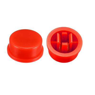 Tact Switch Cover Round Red - Compatible with 12x12x7.3mm - 1