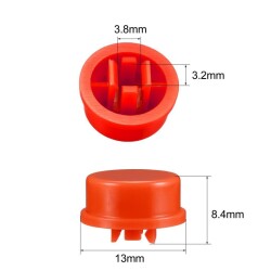 Tact Switch Cover Round Red - Compatible with 12x12x7.3mm - 2