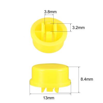 Tact Switch Cover Round Yellow - Compatible with 12x12x7.3mm - 2