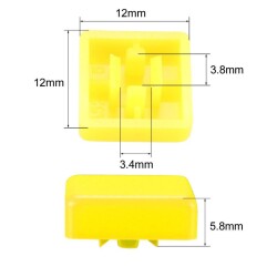 Tact Switch Cover Square Yellow - Compatible with 10x10x5mm - 2