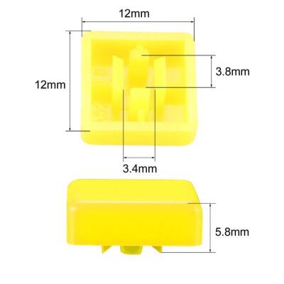 Tact Switch Cover Square Yellow - Compatible with 10x10x5mm - 2