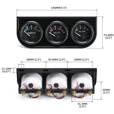 Temperature - Oil Temperature - Oil Amount 3-Indicator Panel - 2