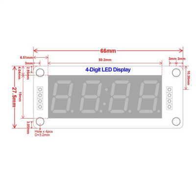 TM1637 4 Digit LED Display Clock Module - White - 3