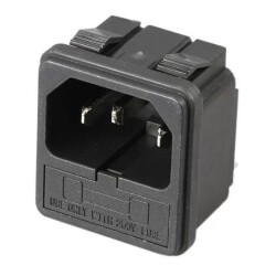 Triple Male Power Socket with Fuse Holder 