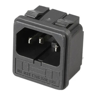 Triple Male Power Socket with Fuse Holder - 1