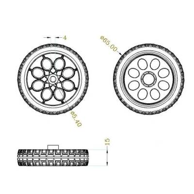 TT Sarı Motor Uyumlu 65mm Tekerlek - 2